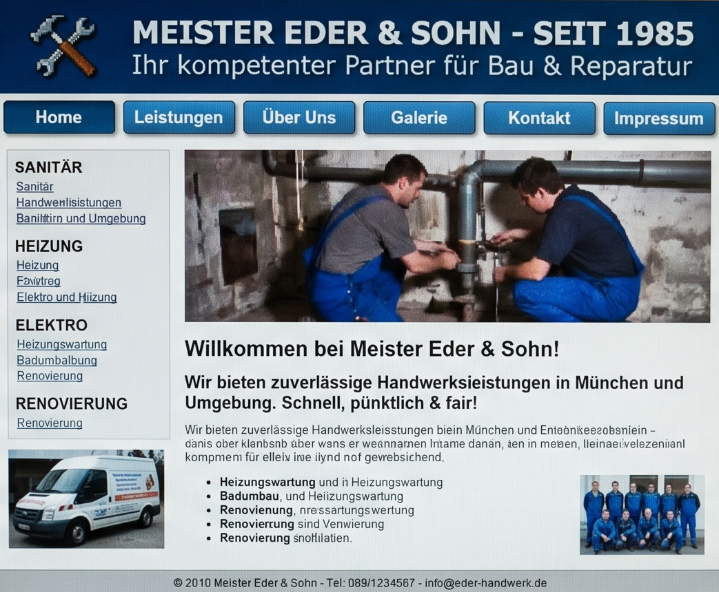 Lokaler Handwerksbetrieb — Digital neu gedacht — Vorher